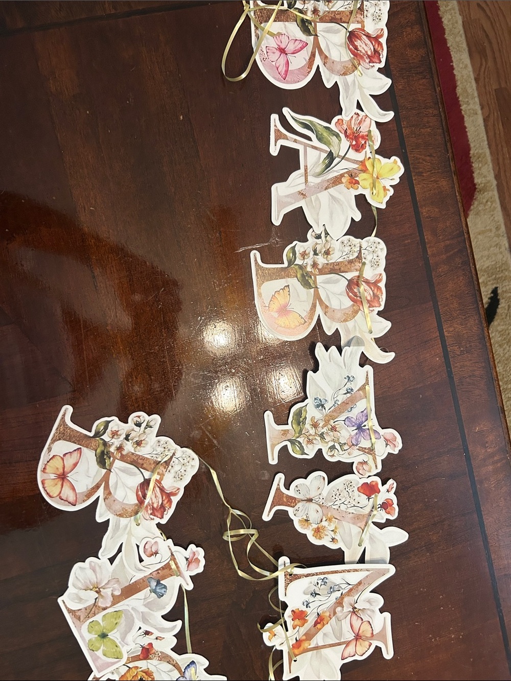 Floral Letter Garland Banner - Cream & Pink Botanical Letters